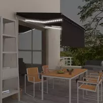 Markizė su uždanga/LED/vėjo jutikliu, antracito, 3,5x2,5m