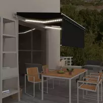 Markizė su uždanga/LED/vėjo jutikliu, antracito, 3,5x2,5m
