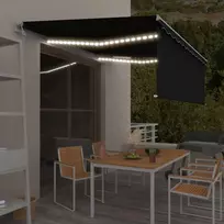 Markizė su uždanga/LED/vėjo jutikliu, antracito, 4,5x3m