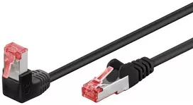Goobay CAT 6 pataisinis kabelis 1x 90° kampu, S/FTP (PiMF), juodas, 10m