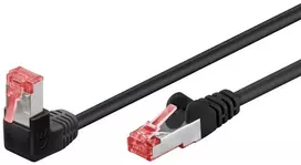 Goobay CAT 6 pataisinis kabelis 1x 90° kampu, S/FTP (PiMF), juodas, 3m