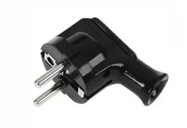 Elgotech Kištukas su įžeminimo kontaktais juodas kampinis Schuko WT-35