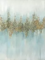 Eurofirany Šviesiai mėlynas abstraktus paveikslas su dekoratyviniais akmenukais, rankomis tapytas ant drobės, modernus sienų menas svetainei ar biurui, 60x80 cm, namų dekoras