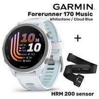 GARMIN Forerunner 170 Music, Whitestone/Cloud Blue + HRM 200 Sensor sportinis laikrodis 010-03920-11 / 010-13388-00