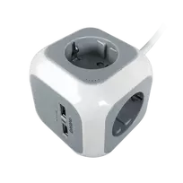 Orno Przedłużacz 4 krypčių prailgintuvas 2P+Z (schuko), 2xUSB įkroviklis, 1,4 m H05VV-F 3x1,5mm², pilkai baltas