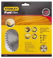Stanley Karbido diskinis pjūklas tct / hm riebalų maks. 160x20x48 su tcg