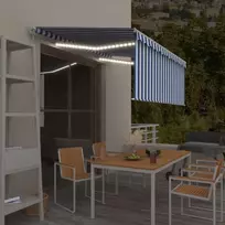 Rankiniu būdu ištraukiama markizė, mėlyna ir balta, 3x2,5m
