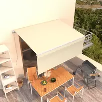 Rankiniu būdu ištraukiama markizė su uždanga, kreminė, 3,5x2,5m