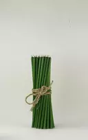 Salamina Mažos bičių vaško žvakutės Žalios spalvos 45 vnt 0,6x18 cm.