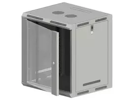 19" 15U 600x500 pakabinama spintelė, nedaloma, vienos sparnos stiklinės durys, pilnas galinis dangtis, perforuoti judantys šoniniai dangčiai, pilka, 4 sijos, PLOKŠČIA PAKUOTĖ ALANTEC