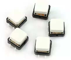 Oem Taktinis mygtukas 12x12mm su dangteliu - kvadratinis baltas - 5 vnt