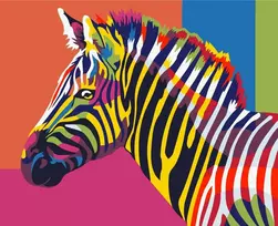 Wizardi Tapybos pagal skaičius rinkinys: Rainbow Zebra 16.5x13 cm MINI006