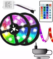 5 m RGB LED juosta + nuotolinio valdymo pultas + maitinimo šaltinis - vandeniui atspari LED juosta