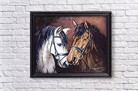 Wizardi Deimantinis paveikslas Horse Tenderness 48X38cm WD2469