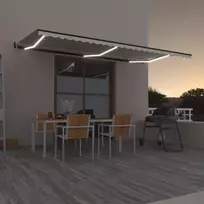 Automatinė markizė su LED/vėjo jutikliu, kreminė, 600x350cm