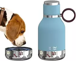 Asobu - Dog Bowl - nerūdijančio plieno butelis su dubenėliu šuniui 1 litras mėlynos spalvos