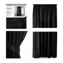 Naktinė užuolaida AmeliaHome VELVET 140X245 cm, 1 vnt., juosta/kabliukai, spalva: juoda