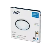 WiZ SuperSlim lubinis šviestuvas, apvalus, juodas, 16 W, derinamas baltas, Wi-Fi