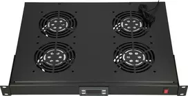 Extralink Ventiliatorių panelė su termostatu, 19", 4 ventiliatoriai, juoda