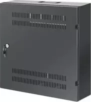 Intracom INTELLINET žemo profilio 19 colių sieninė spintelė su 4U horizontaliais ir 2U vertikaliais bėgiais 170 mm 6,7 gylio juodas RAL7021