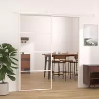 Stumdomos durys, baltos, 90x205cm, ESG stiklas ir aliuminis