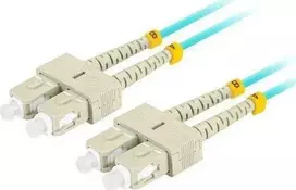 LANBERG šviesolaidinis laidas MM SC/UPC-SC/UPC dvipusis 3m LSZH om3 50/125 3.0mm aqua