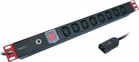 TECHLY Rack 19 colių maitinimo juosta, 8 vietos C13 su jungikliu ir apsauga nuo perkrovos