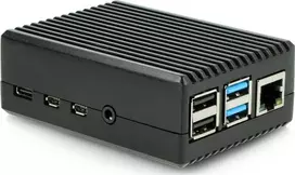 Oem Dėklas skirtas Raspberry Pi 4B - su išpjovomis - aliuminis - juodas