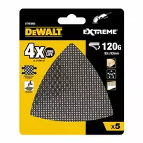 rinkinys 5 vnt. Trikampiai šlifavimo tinklai DELTA medžiui, PVC, grūdėtumas 120, 93x93x93mm, DeWalt [DTM3093-QZ]