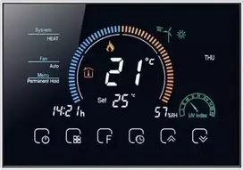 Renov8 Smart Wi- Fi Termostatas su spalvotais LCD vamzdžiais, skirtais 2 / 4 angoms - suderinama 86x86 ir 60mm pločio dėžutė