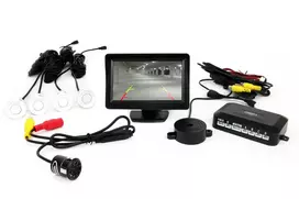 Amio Parkavimo jutiklių rinkinys TFT01 4,3 su CAM-308 LED Night Vision kamera, 4 balti jutikliai 22 mm