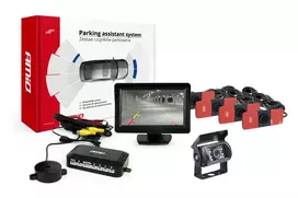 Amio Parkavimo pagalbos sistema TFT01 4,3" su HD-501-IR kamera, 4 juodi jutikliai, vidinis montavimas