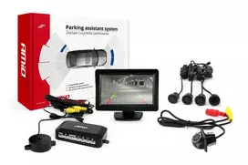 Amio Parkavimo pagalbos sistema TFT01 4,3" su HD-305 LED kamera, 4 juodi jutikliai GOLD 28 mm