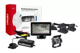Amio Parkavimo pagalbos sistema TFT01 4,3" su HD-501-IR kamera, 4 juodi jutikliai, sunkvežimiams