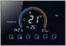 Renov8 Smart Wi- Fi Termostatas su LCD spalva dujų katilui su sausu kontaktu - suderinamas 86x86, apvali 60mm dėžutė