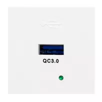 Orno NOEN USBQ, 45x45 mm modulinis prievadas su USB greito įkrovimo įkrovikliu 3A/5V; 2A/9V; 1.5A/12V, baltas