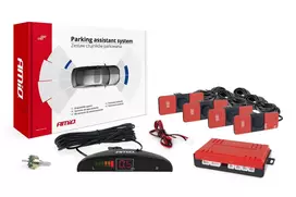 Parkavimo pagalbos sistema LED, 4 juodi jutikliai, vidinis montavimas 16,5 mm AMIO-02255