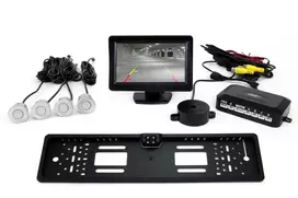 Amio Parkavimo pagalbos sistema TFT01 4,3" su CAM-402 LED kamera, 4 sidabro spalvos jutikliai