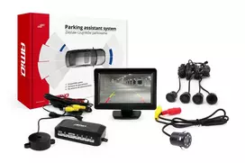Amio Parkavimo pagalbos sistema TFT01 4,3" su HD-307-IR LED kamera, 4 juodi jutikliai GOLD 18 mm