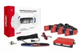 Parkavimo pagalbos sistema MAX LED, 4 juodi jutikliai, vidinis montavimas 16,5 mm AMIO-02291