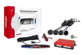 Parkavimo pagalbos sistema MAX LED, 4 juodi jutikliai 22 mm AMIO-02287
