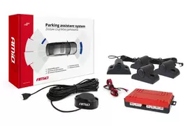 Parkavimo pagalbos sistema TRUCK/BUS, 4 juodi jutikliai su garsiniu signalu 19 mm AMIO-02278