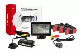Amio Parkavimo pagalbos sistema TFT01 4,3" su HD-307-IR kamera, 4 juodi jutikliai, vidinis montavimas