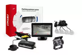 Amio Parkavimo pagalbos sistema TFT01 4,3" su HD-501-IR kamera, 4 sidabro spalvos jutikliai
