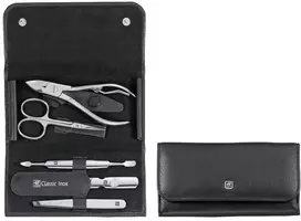 Zwilling komplektas do manicure – juoda skórzane etui, 5 dalys