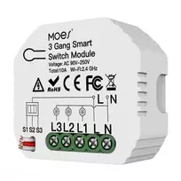 Moes MS-104C išmanusis 3 kanalų / 2 krypčių relinis jungiklis AC 100V-240V 10A valdomas programėle Smart life / Tuya