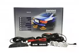 Parkavimo pagalbos sistema LED, 4 sidabro spalvos jutikliai 22 cm AMIO-01564