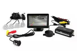 Amio Parkavimo pagalbos sistema TFT01 4,3" su HD 315 LED kamera, 4 sidabro spalvos jutikliai 22 mm