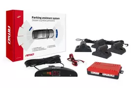 Parkavimo pagalbos sistema LED, 4 juodi jutikliai 19 mm, sunkvežimiams AMIO-02279