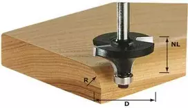 Apvalinimo freza su dvejais skirtingo diametro guoliais Festool 9,5/16,5/56 mm